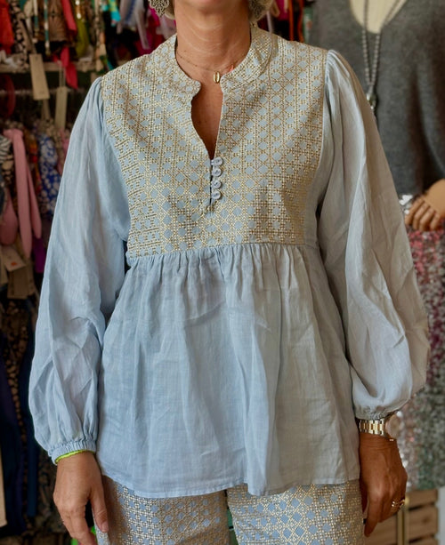 Bluse Cross light grey/gold