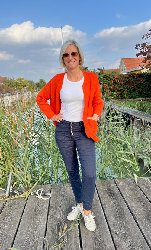 Soft Stretchjean navy Button