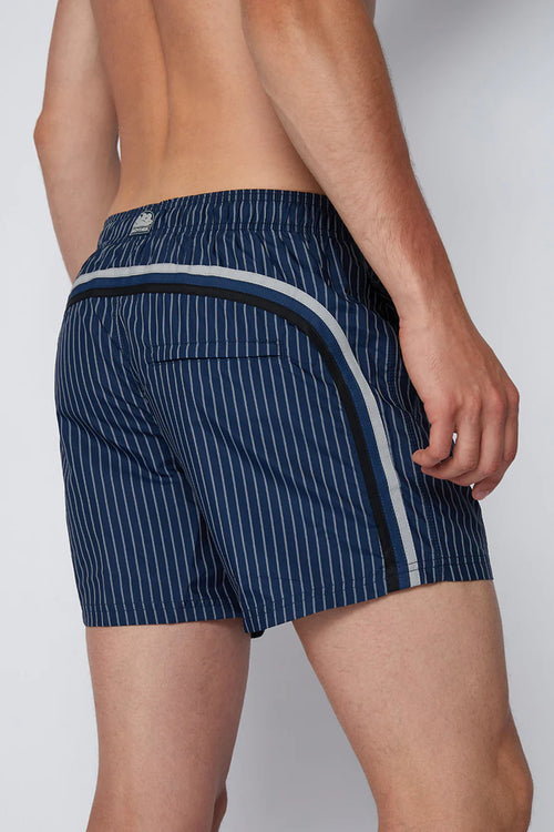 Short medium 14 inch navy Stripes