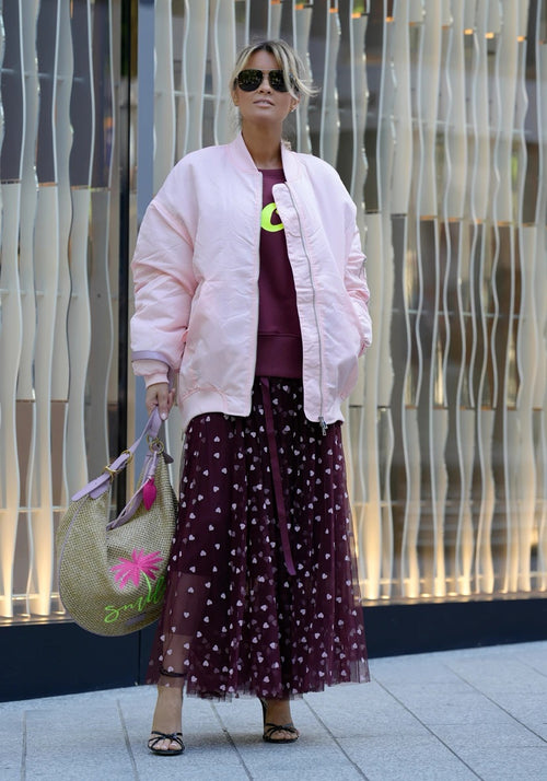 Miss Goodlife Oversized Bomberjacke Stiched " Love Tiger" rose