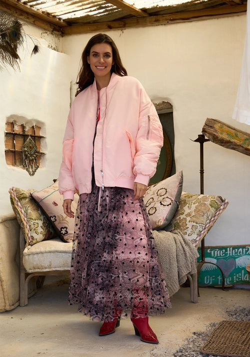 Miss Goodlife Oversized Bomberjacke Stiched " Love Tiger" rose