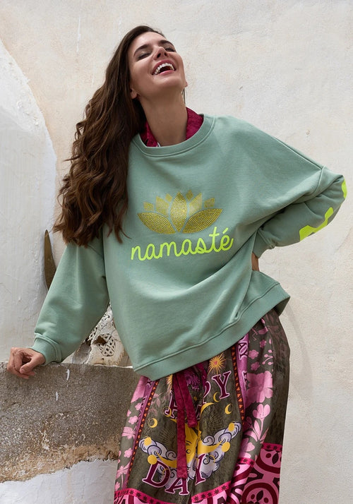 Miss Goodlife Sweater Strass "Double Namaste" almond