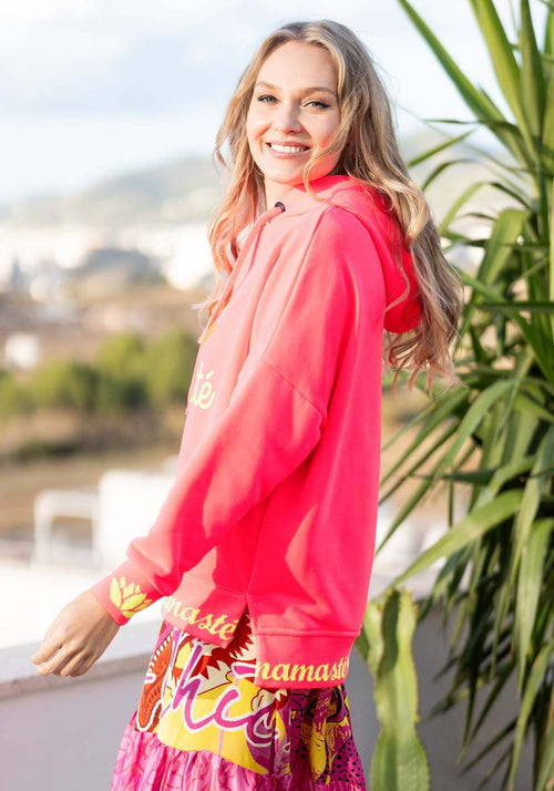 Miss Goodlife Hoodie "Namaste" Strass neonpink/neon yellow
