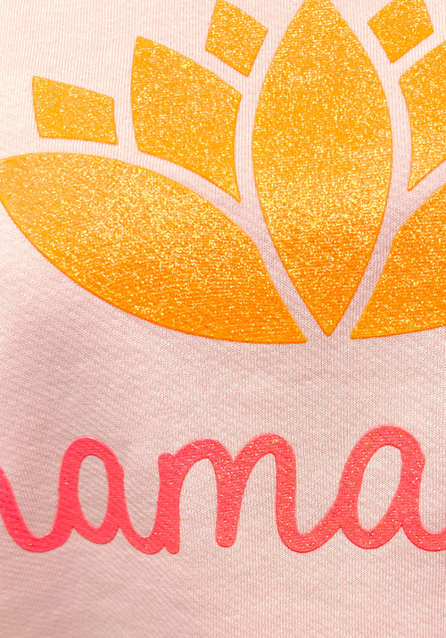 Miss Goodlife Sweater Round Neck "Namaste Double" Glitter rose/neonorange