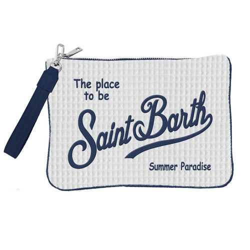 Pochette Parisienne Sponge Waffle white/blue