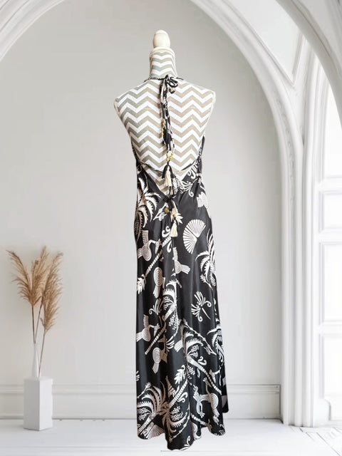 Seiden Dress Mare long Black Palm