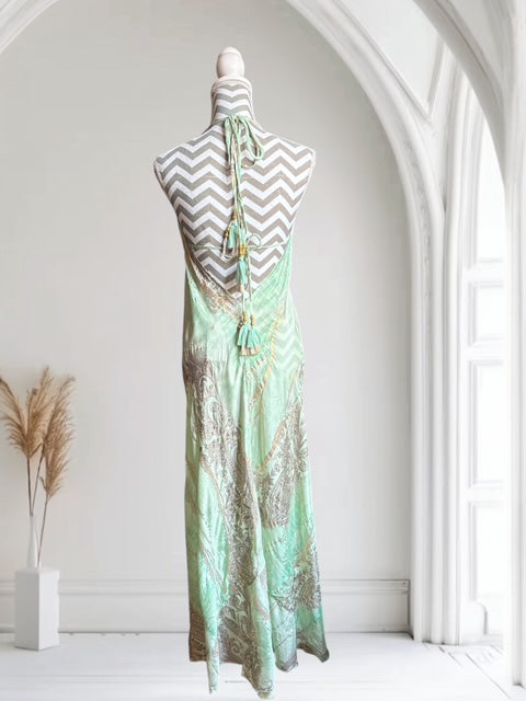 Seiden Dress Mare long Print Mint