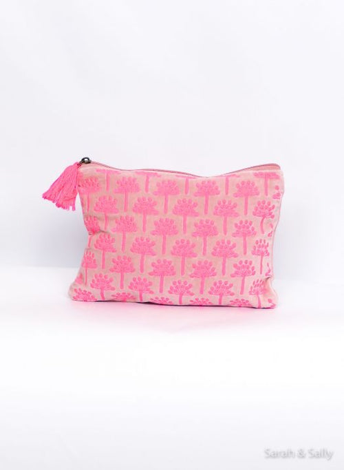 Samttäschen Size L "Pink Flower"