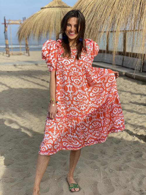 Midi Dress Ikat orange