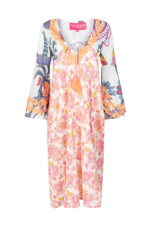 Midi Dress "Rosa/Blue Bird"