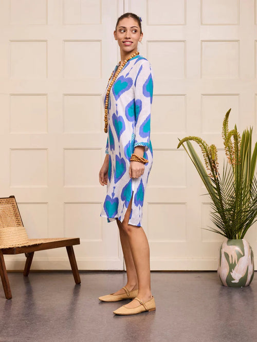 Sapphire Kaftan Short Ikat petrol