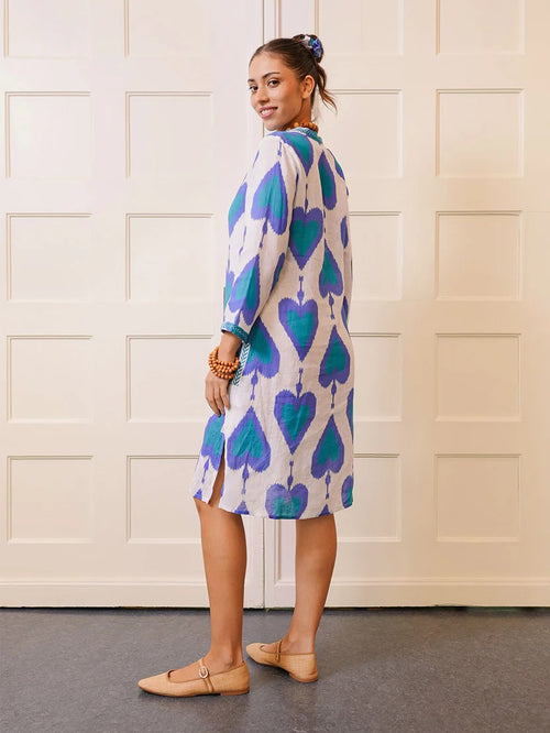 Sapphire Kaftan Short Ikat petrol