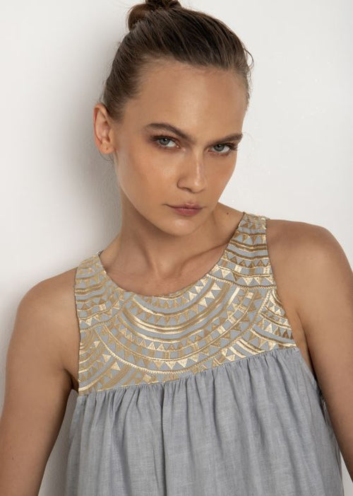 Leinen Midi Dress "Triangel"