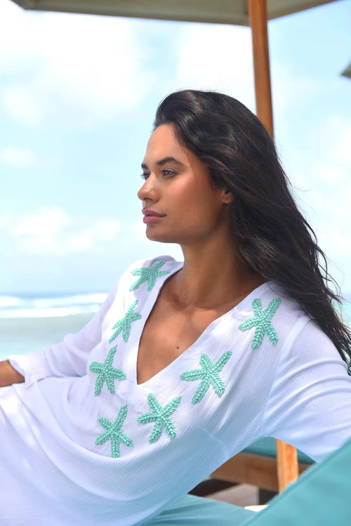 Tunika/Dress "Starfish " White/Azure
