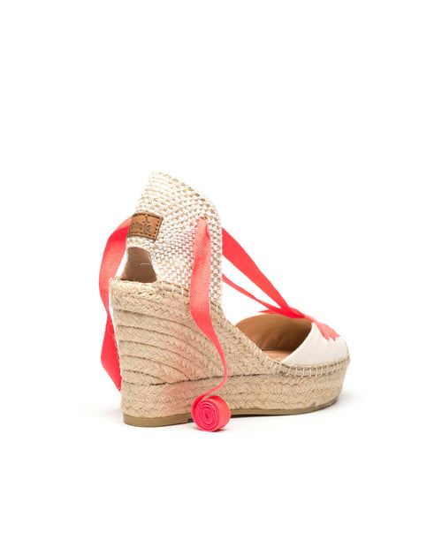 Espandrillo Wedges Lona white/neon pink