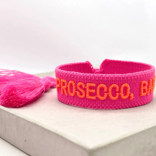 Webarmband "Prosecco Baby" neon pink/neon orange