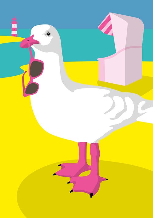 Postkarte "Möwe am Strand"