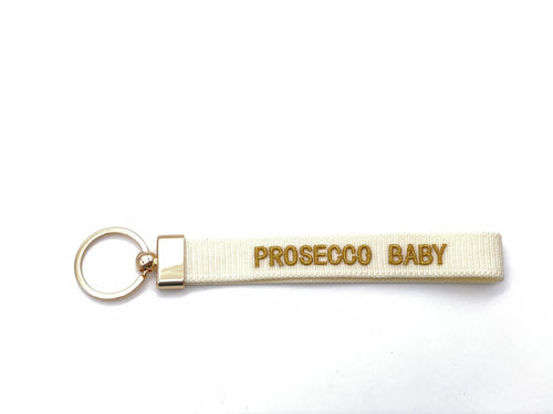 Key Ring "Prosecco Baby" offwhite/gold