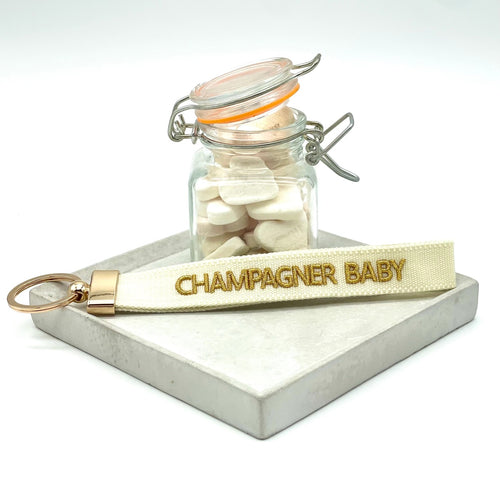 Key Ring "Champagner Baby" offwhite/gold