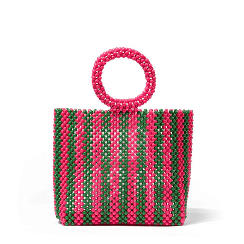 Beaded Bag Saint Barth Stripes Pink/Green