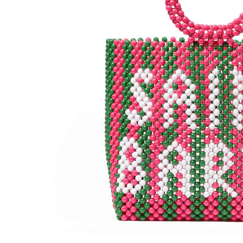 Beaded Bag Saint Barth Stripes Pink/Green