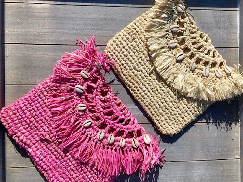 farbe:Rosegold | Bast Clutch Formentera Seashall