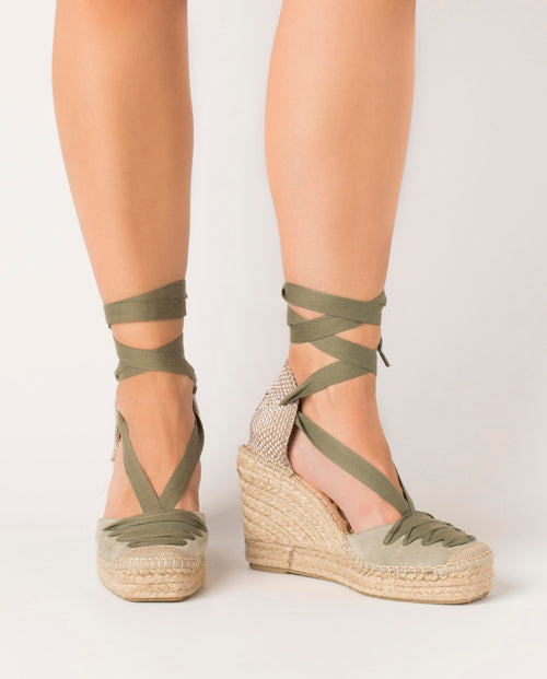 Espandrillos/Wedges Nubukleder khaki