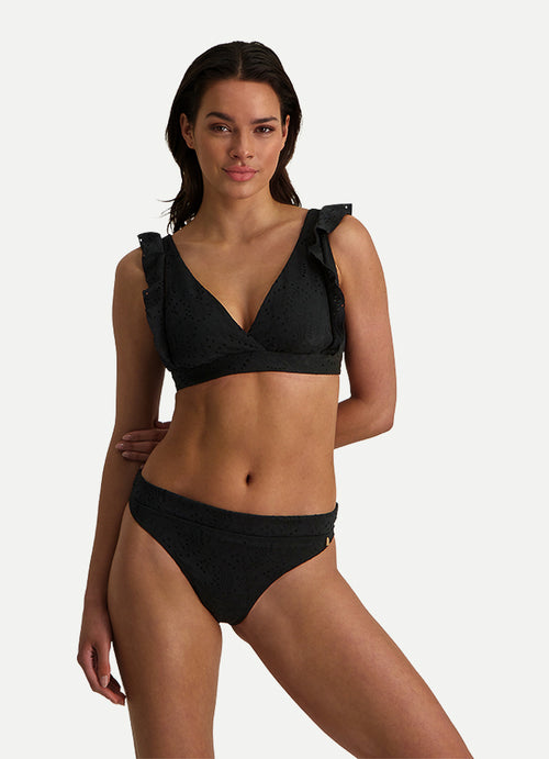 Bikini Black Embroidery Rüschen Cup B