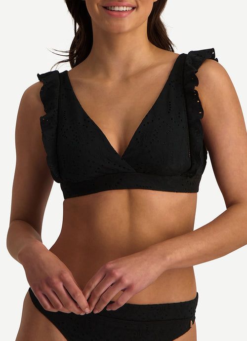 Bikini Black Embroidery Rüschen Cup B