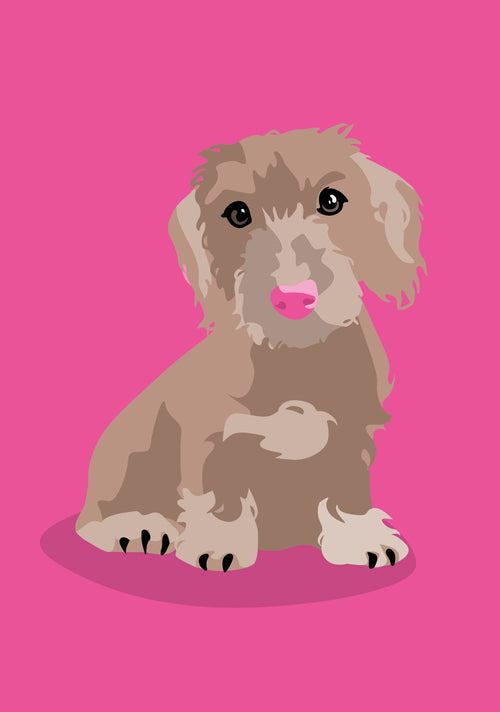 Postkarte "Dackel Rosa"