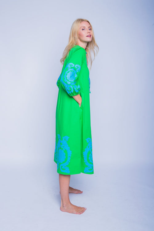 Tunika Dress "Ornament Love" Cotton grün/türkis