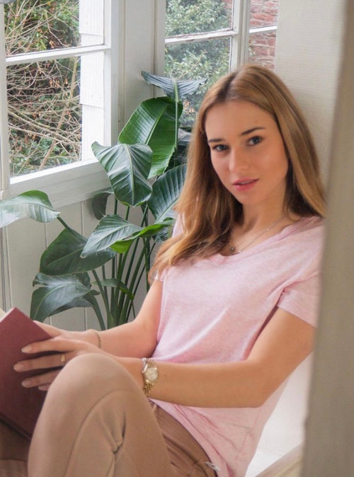 farbe:38 | Shirt V-Schnitt soft pink meliert