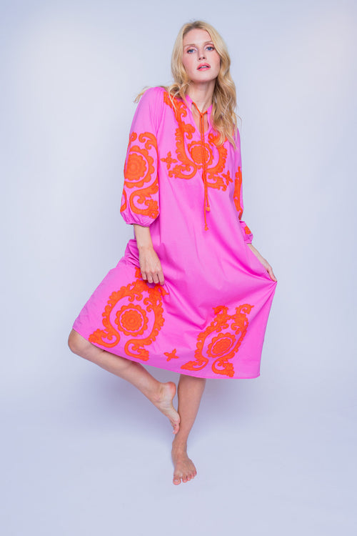 Tunika Dress "Ornament Love" Cotton pink/orange