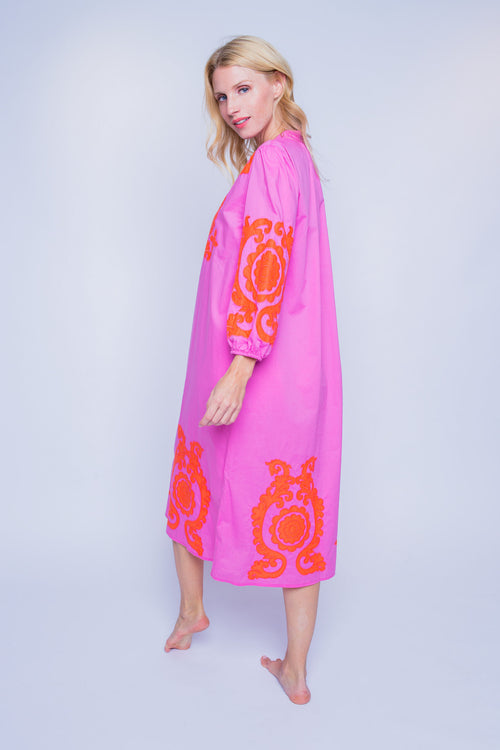 Tunika Dress "Ornament Love" Cotton pink/orange