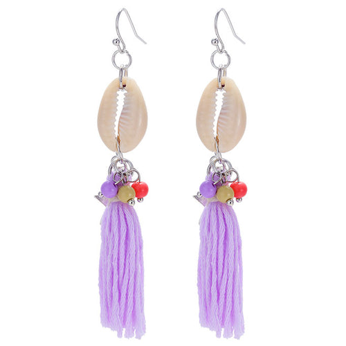 farbe:Lila | Ohrringe Muschel meets Tassel