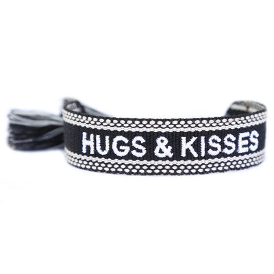 gewebtes Armband  Hugs & Kisses  black