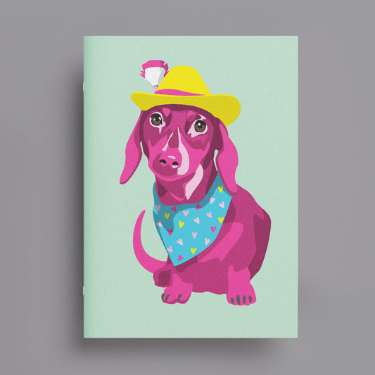 Notizheft A5 "Dachshund mit Hut"