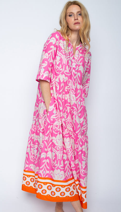 Emily Boho Stufen Dress pink/orange Border