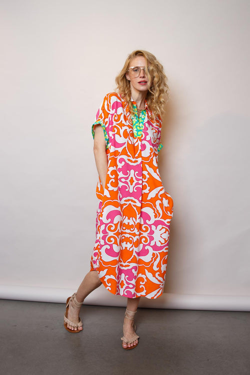 Emily Tunika Dress Midi pink/orange