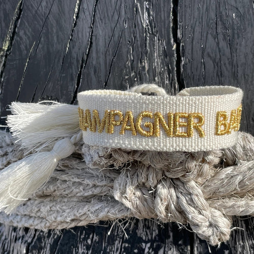 Webarmband "Champagner Baby" offwhite/gold