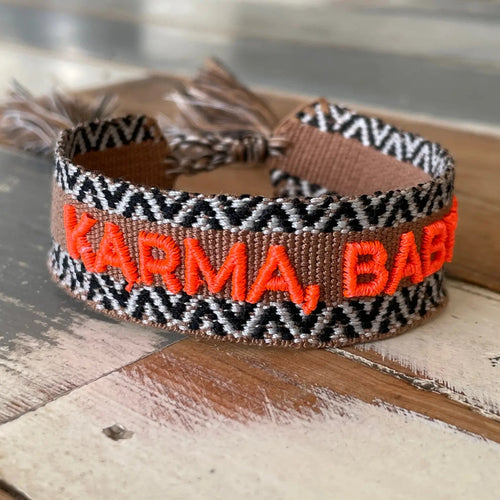 Webarmband "Karma Baby" camel/neon coral