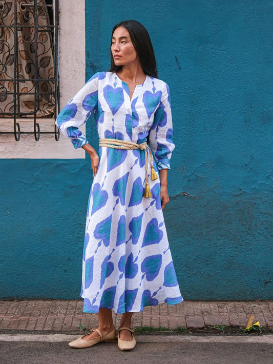 Azurite Dress Ikat Petrol