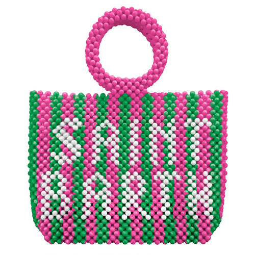 Beaded Bag Saint Barth Stripes Pink/Green