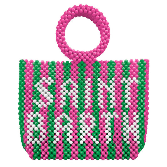 Beaded Bag Saint Barth Stripes Pink/Green