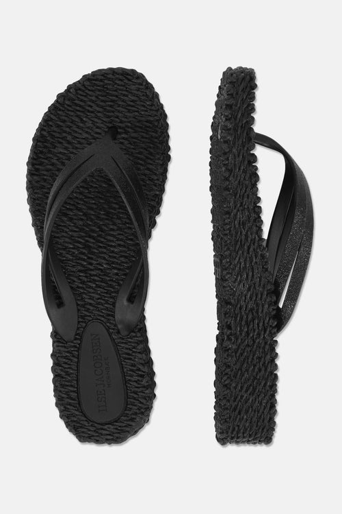 Ilse Jacobsen Plateau Flip Flops Glitter schwarz