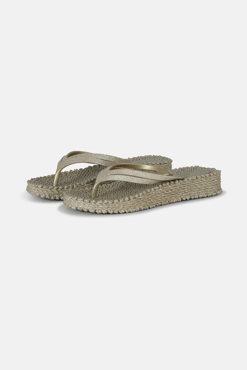 Ilse Jacobsen Plateau Flip Flops Glitter Platin