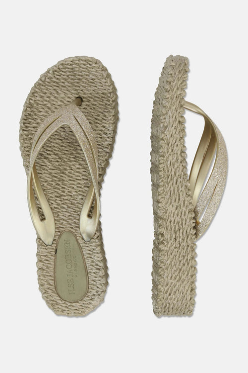 Ilse Jacobsen Plateau Flip Flops Glitter Platin
