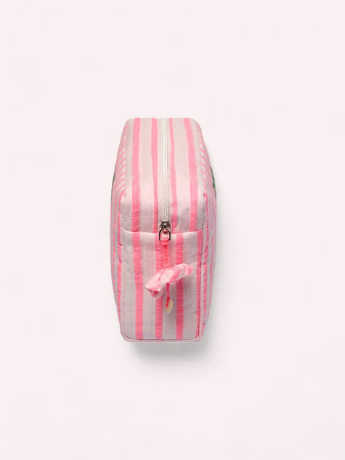 Cosmetic Bag Pink Stripes Palms