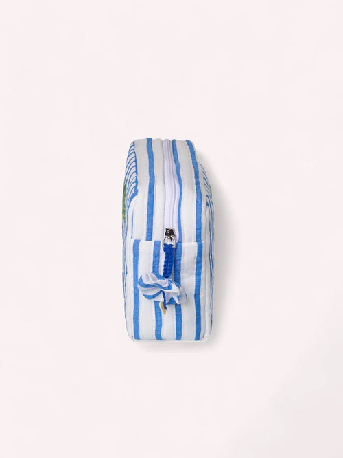 Cosmetic Bag Blue Stripes Palms