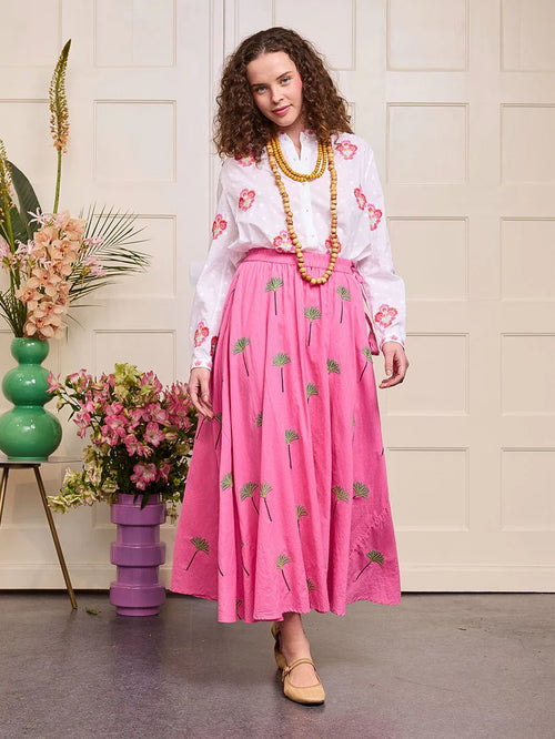 Columbia Blouse "White Jacquard/Flowerbunch"